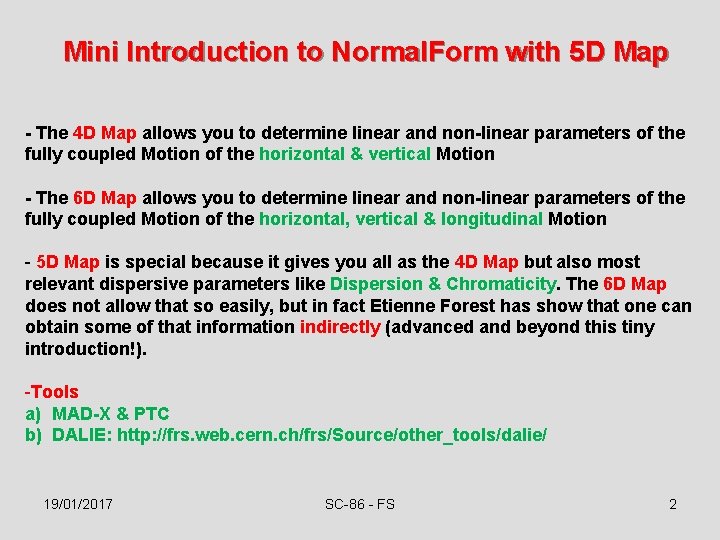 Mini Introduction to Normal. Form with 5 D Map - The 4 D Map
