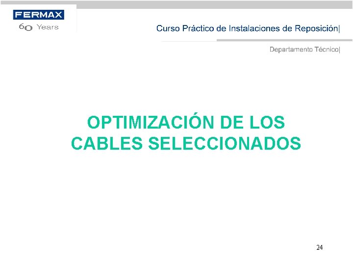 OPTIMIZACIÓN DE LOS CABLES SELECCIONADOS 24 