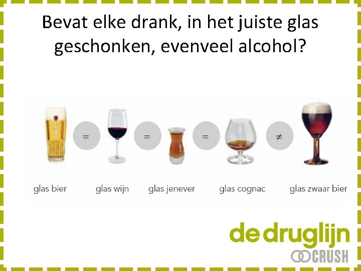 Bevat elke drank, in het juiste glas geschonken, evenveel alcohol? 