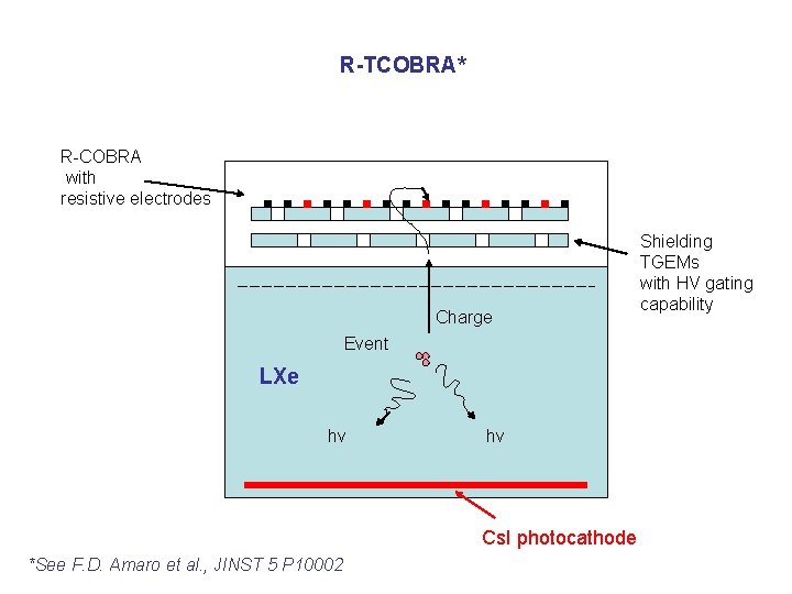 R-TCOBRA* R-COBRA with resistive electrodes Charge Event LXe hv hv Cs. I photocathode *See