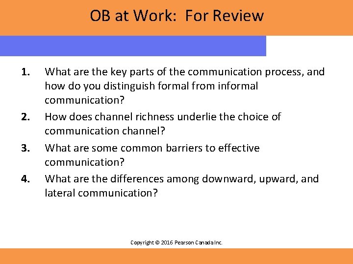 OB at Work: For Review 1. 2. 3. 4. What are the key parts