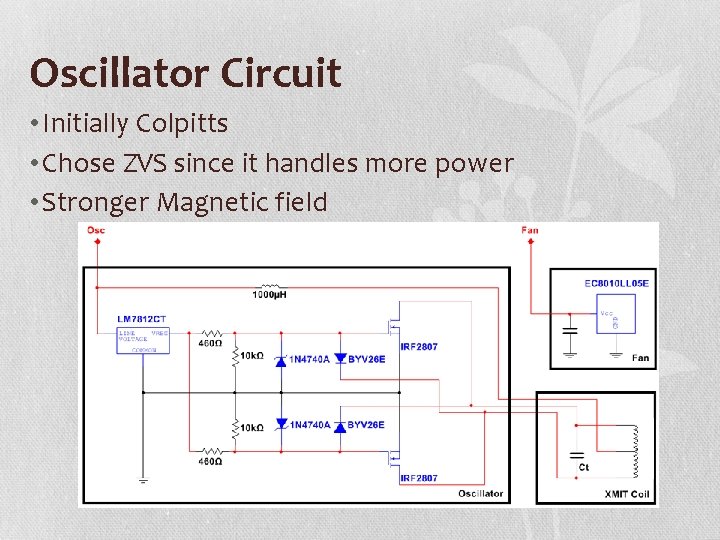 Oscillator Circuit • Initially Colpitts • Chose ZVS since it handles more power •