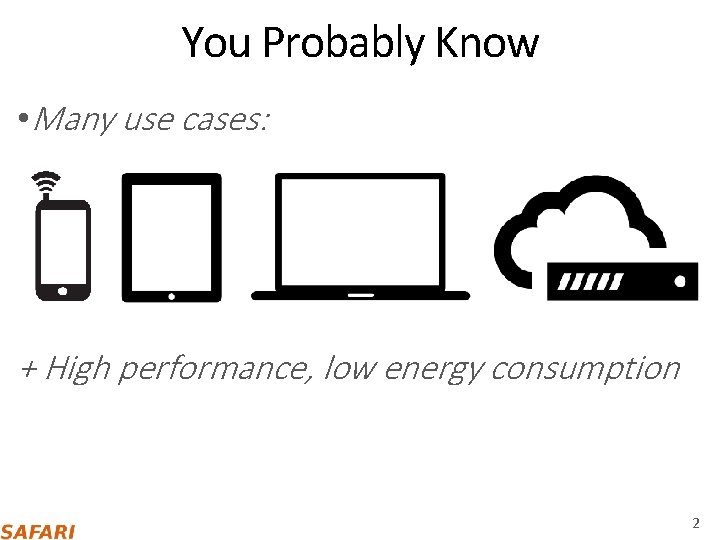 You Probably Know • Many use cases: + High performance, low energy consumption 2