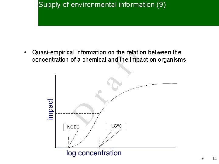 Supply of environmental information (9) D ra ft • Quasi-empirical information on the relation