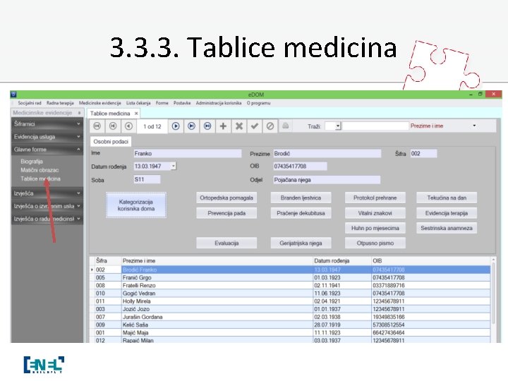 3. 3. 3. Tablice medicina 