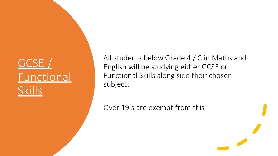 GCSE / Functional Skills All students below Grade 4 / C in Maths and