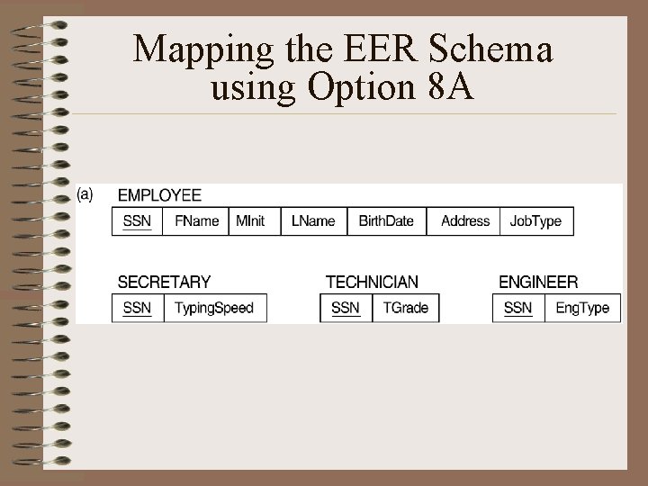 Mapping the EER Schema using Option 8 A 