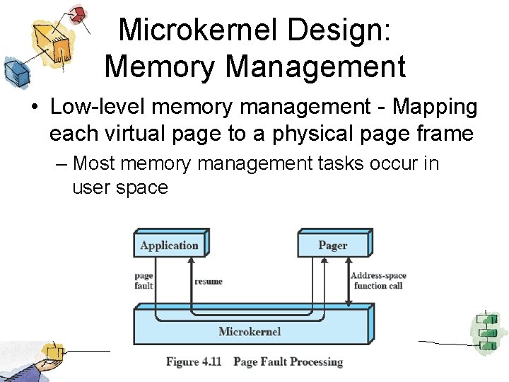 Microkernel Design: Memory Management • Low-level memory management - Mapping each virtual page to