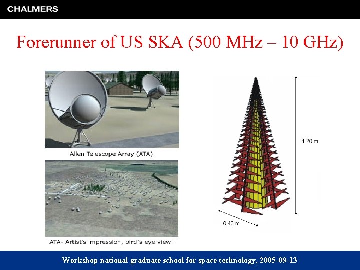 Forerunner of US SKA (500 MHz – 10 GHz) Workshop national graduate school for