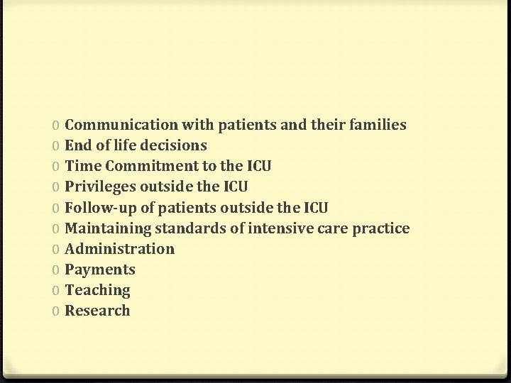 0 0 0 0 0 Communication with patients and their families End of life