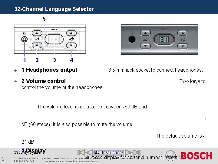 32 -Channel Language Selector 5 1 2 3 4 è 1 Headphones output è