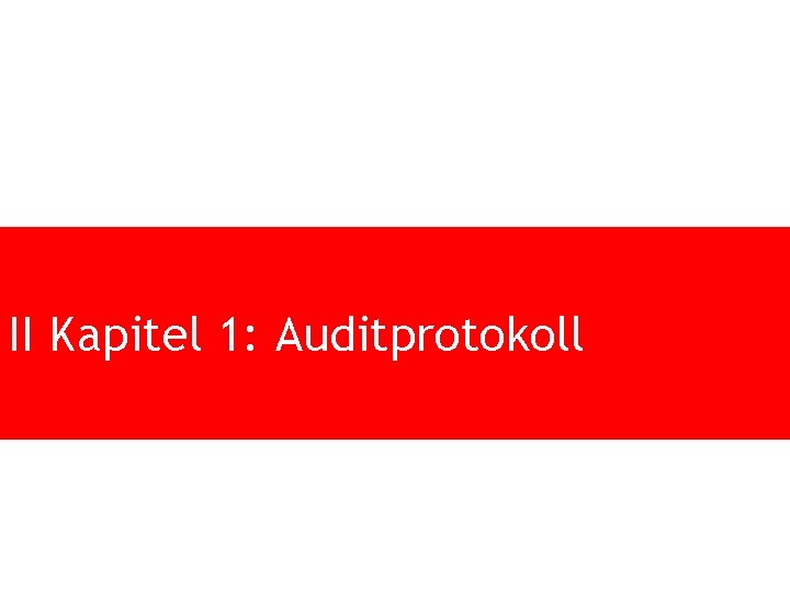 II Kapitel 1: Auditprotokoll 