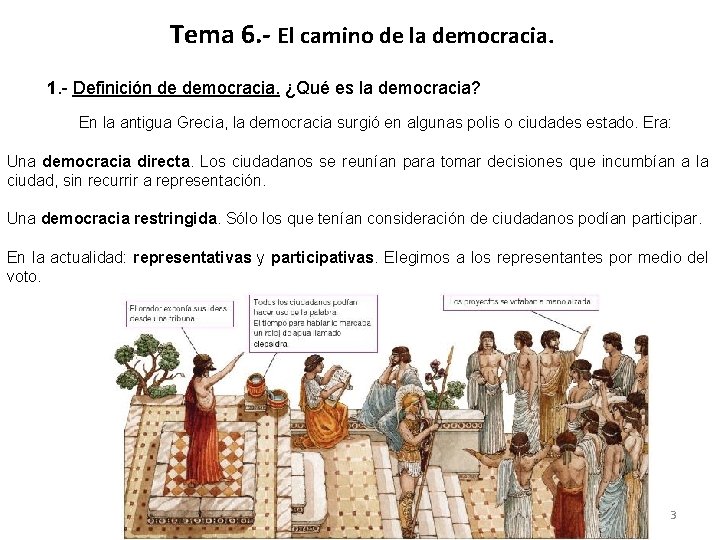Tema 6. - El camino de la democracia. 1. - Definición de democracia. ¿Qué