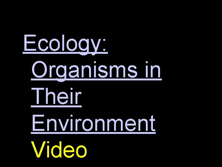 Ecology: Organisms in Their Environment Video 