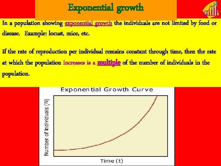 Exponential growth In a population showing exponential growth the individuals are not limited by