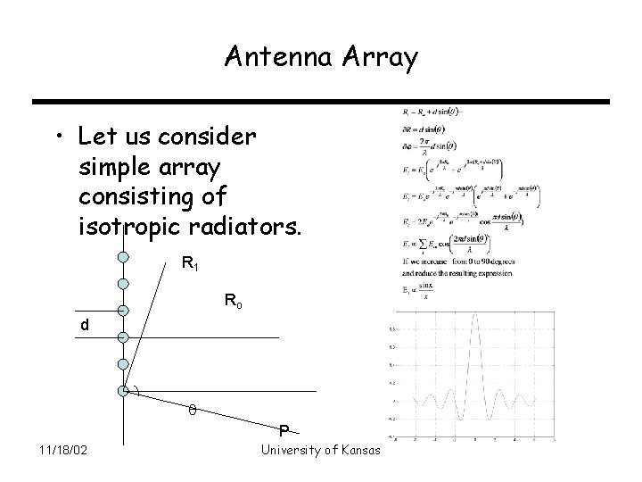 Antenna Array • Let us consider simple array consisting of isotropic radiators. R 1