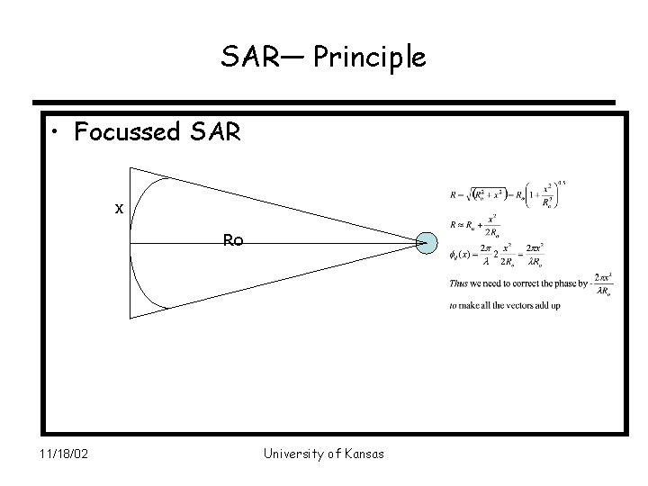 SAR— Principle • Focussed SAR x Ro 11/18/02 University of Kansas 