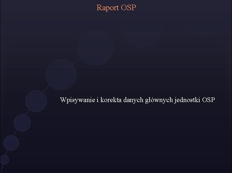 Raport OSP Wpisywanie i korekta danych głównych jednostki OSP Raport OSP Wpisywanie i korekta danych głównych jednostki OSP