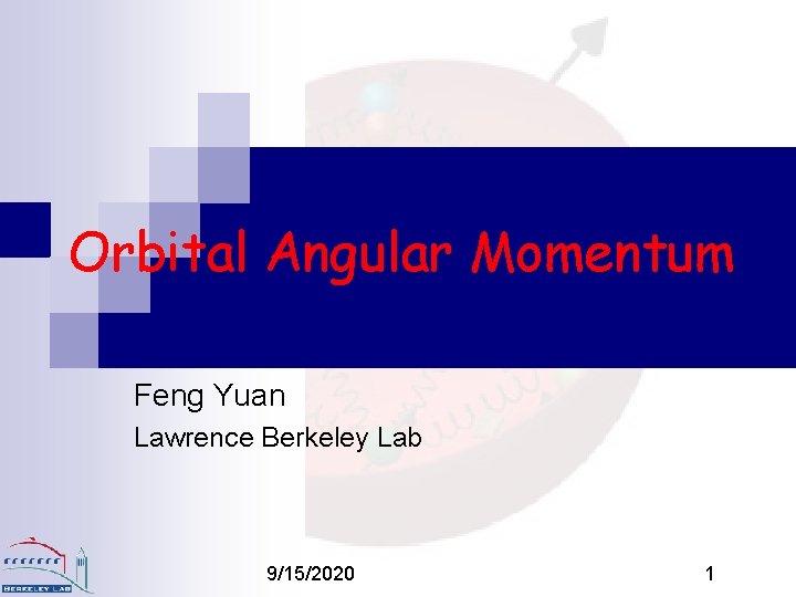 Orbital Angular Momentum Feng Yuan Lawrence Berkeley Lab 9/15/2020 1 