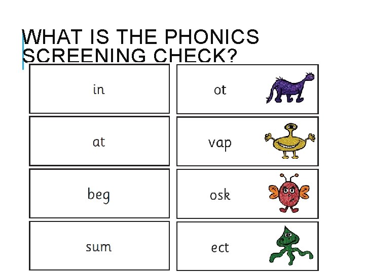 WHAT IS THE PHONICS SCREENING CHECK? 