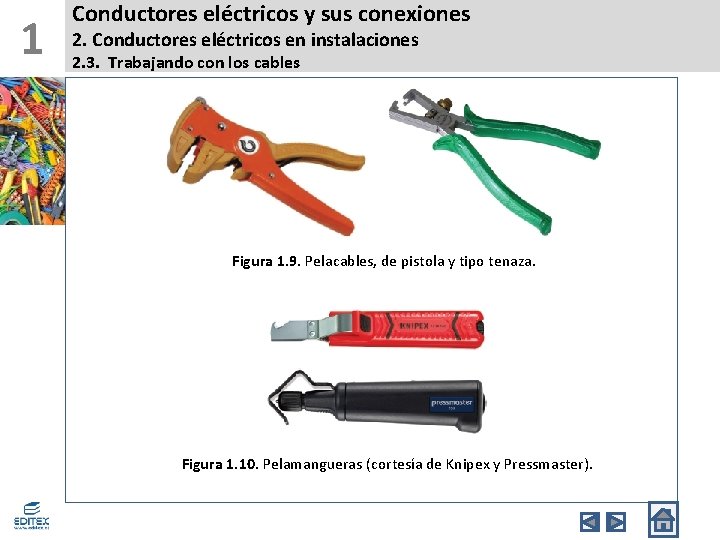 1 Conductores eléctricos y sus conexiones 2. Conductores eléctricos en instalaciones 2. 3. Trabajando