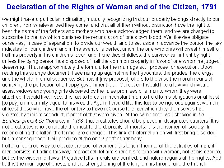 Declaration of the Rights of Woman and of the Citizen, 1791 we might have