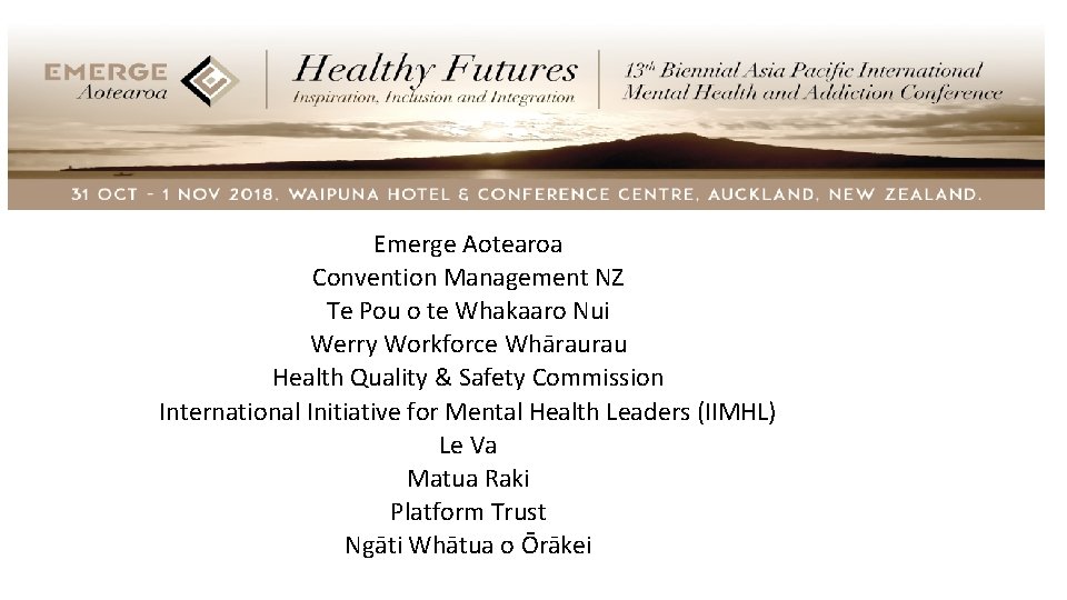 Emerge Aotearoa Convention Management NZ Te Pou o te Whakaaro Nui Werry Workforce Whāraurau
