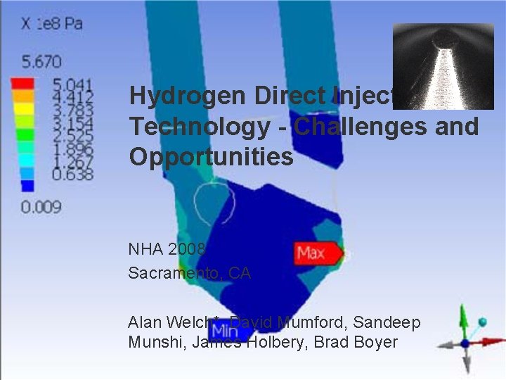 Hydrogen Direct Injection Technology - Challenges and Opportunities NHA 2008 Sacramento, CA Alan Welch*,