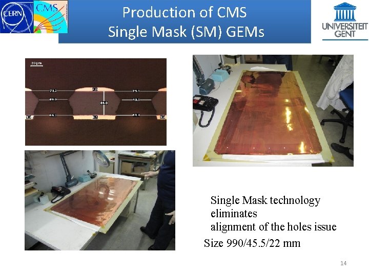 Production of CMS Single Mask (SM) GEMs Single Mask technology eliminates alignment of the