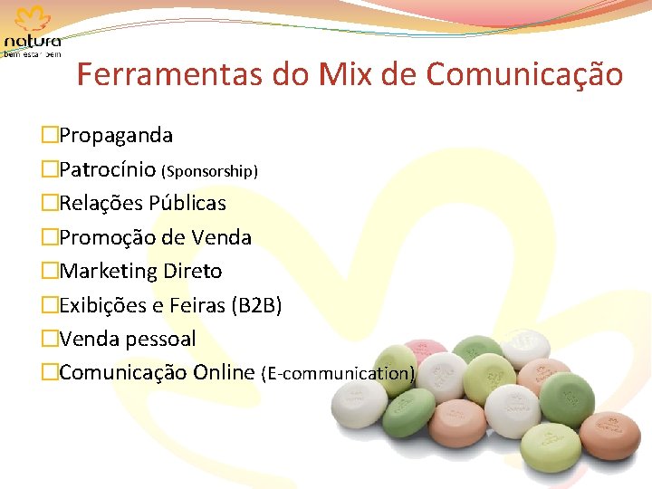 Ferramentas do Mix de Comunicação �Propaganda �Patrocínio (Sponsorship) �Relações Públicas �Promoção de Venda �Marketing