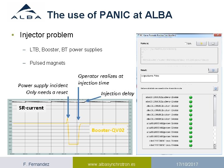 The use of PANIC at ALBA • Injector problem – LTB, Booster, BT power