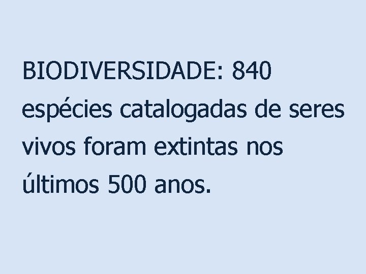 BIODIVERSIDADE: 840 espécies catalogadas de seres vivos foram extintas nos últimos 500 anos. 