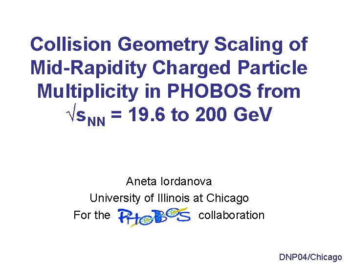Collision Geometry Scaling of Mid-Rapidity Charged Particle Multiplicity in PHOBOS from √s. NN =