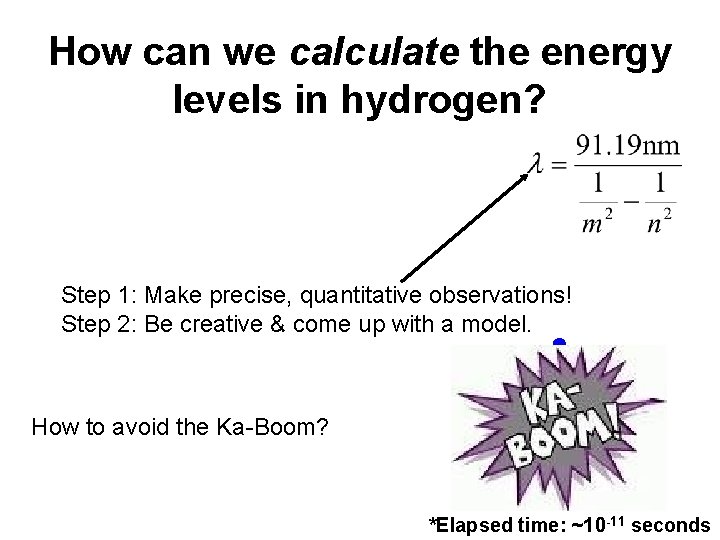 How can we calculate the energy levels in hydrogen? Step 1: Make precise, quantitative How can we calculate the energy levels in hydrogen? Step 1: Make precise, quantitative