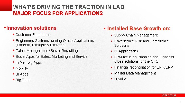 WHAT’S DRIVING THE TRACTION IN LAD MAJOR FOCUS FOR APPLICATIONS • Innovation solutions § WHAT’S DRIVING THE TRACTION IN LAD MAJOR FOCUS FOR APPLICATIONS • Innovation solutions §