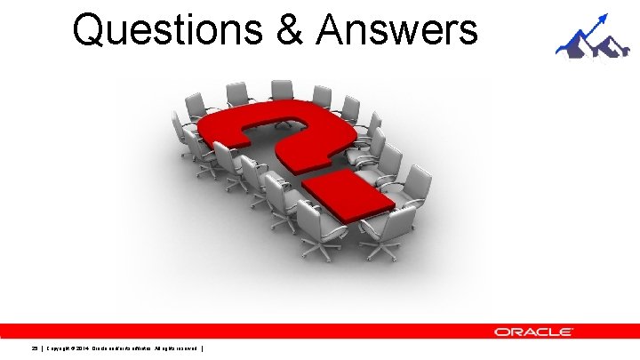 Questions & Answers 25 Copyright © 2014, Oracle and/or its affiliates. All rights Questions & Answers 25 Copyright © 2014, Oracle and/or its affiliates. All rights