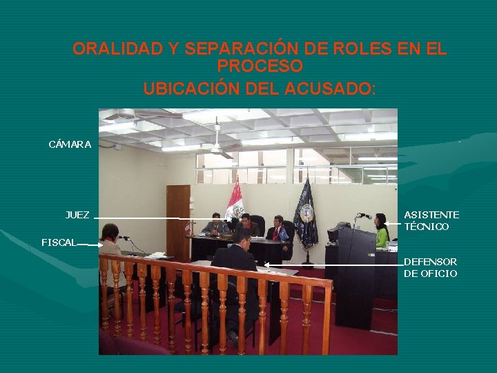 ORALIDAD Y SEPARACIÓN DE ROLES EN EL PROCESO UBICACIÓN DEL ACUSADO: CÁMARA JUEZ ASISTENTE