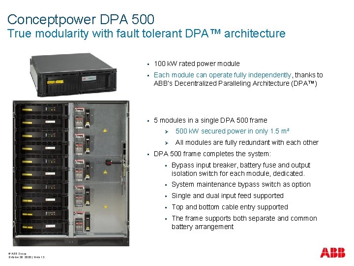 Conceptpower DPA 500 True modularity with fault tolerant DPA™ architecture § 100 k. W