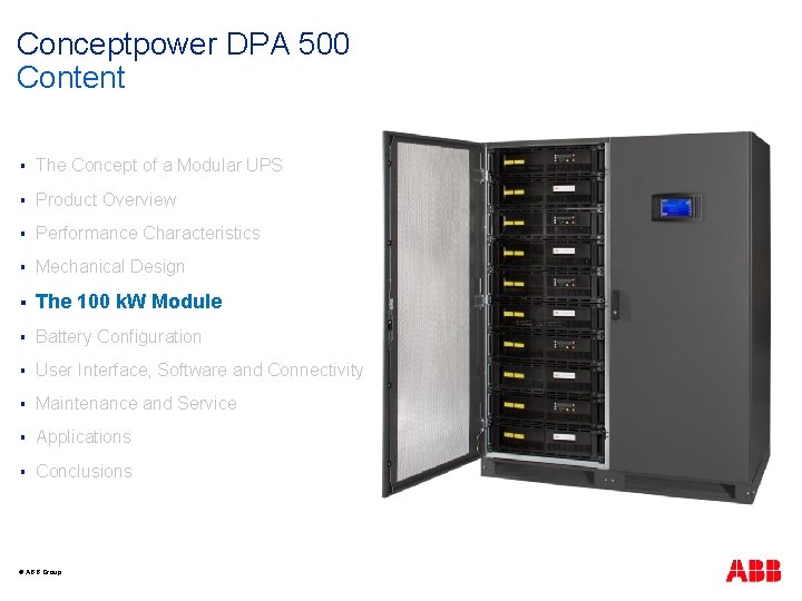 Conceptpower DPA 500 Content § The Concept of a Modular UPS § Product Overview