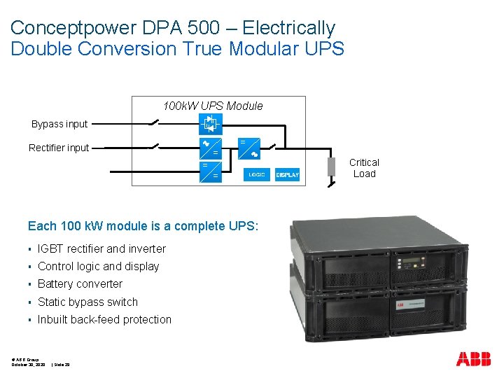 Conceptpower DPA 500 – Electrically Double Conversion True Modular UPS 100 k. W UPS