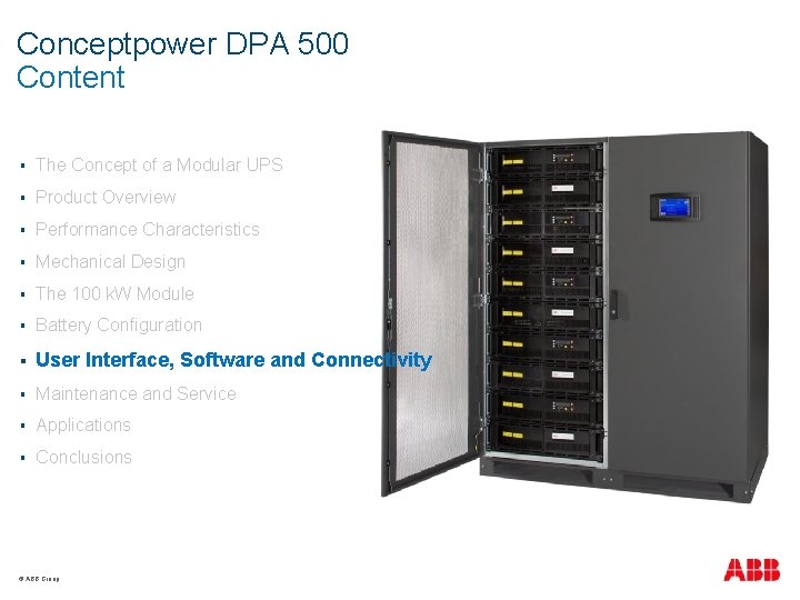 Conceptpower DPA 500 Content § The Concept of a Modular UPS § Product Overview