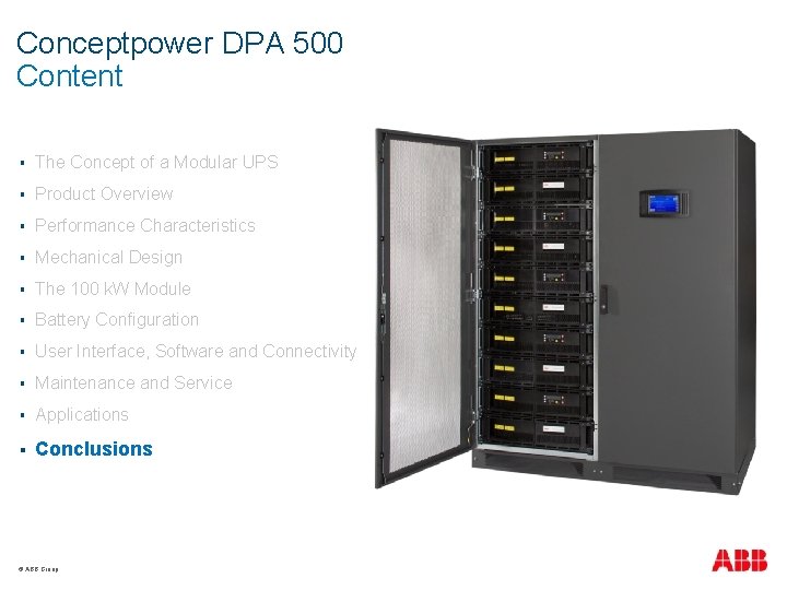 Conceptpower DPA 500 Content § The Concept of a Modular UPS § Product Overview