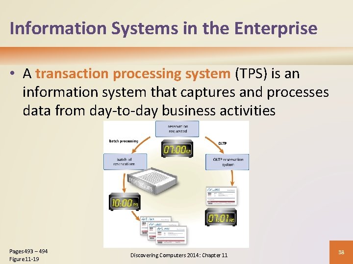 Information Systems in the Enterprise • A transaction processing system (TPS) is an information