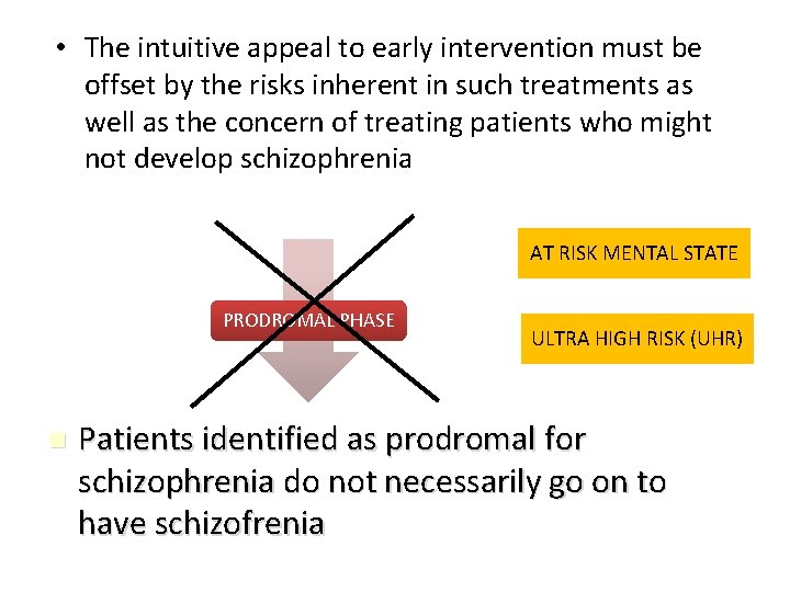  • The intuitive appeal to early intervention must be offset by the risks