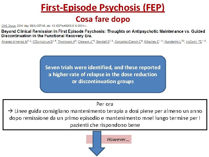 First-Episode Psychosis (FEP) Cosa fare dopo Seven trials were identified, and these reported a