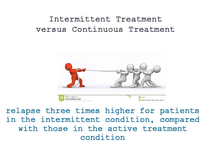 Intermittent Treatment versus Continuous Treatment relapse three times higher for patients in the intermittent