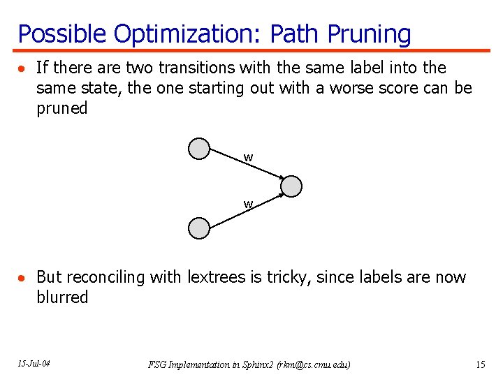 Possible Optimization: Path Pruning · If there are two transitions with the same label