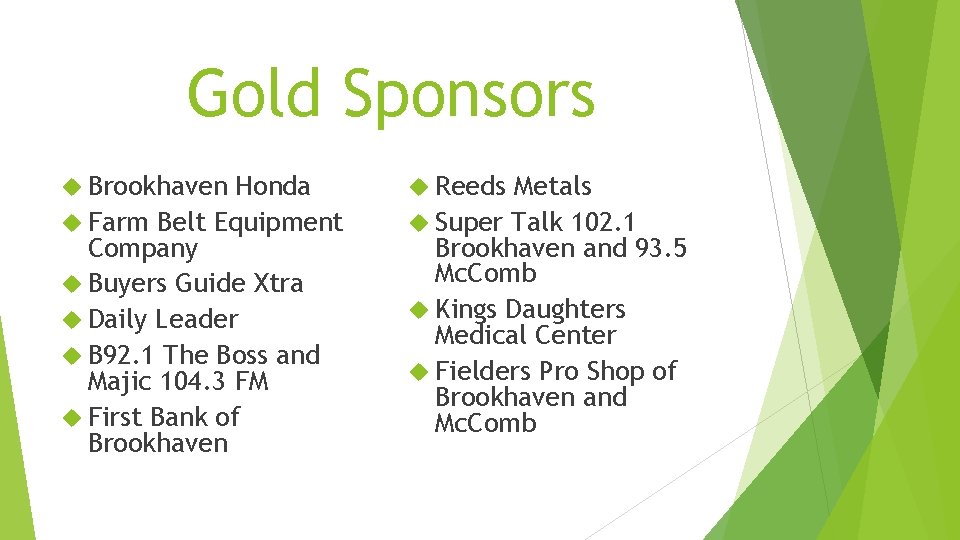 Gold Sponsors Brookhaven Honda Farm Belt Equipment Company Buyers Guide Xtra Daily Leader B Gold Sponsors Brookhaven Honda Farm Belt Equipment Company Buyers Guide Xtra Daily Leader B