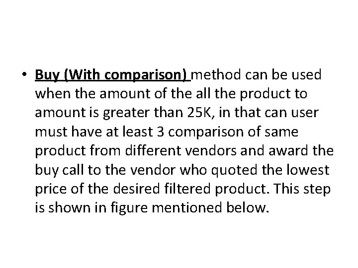  • Buy (With comparison) method can be used when the amount of the