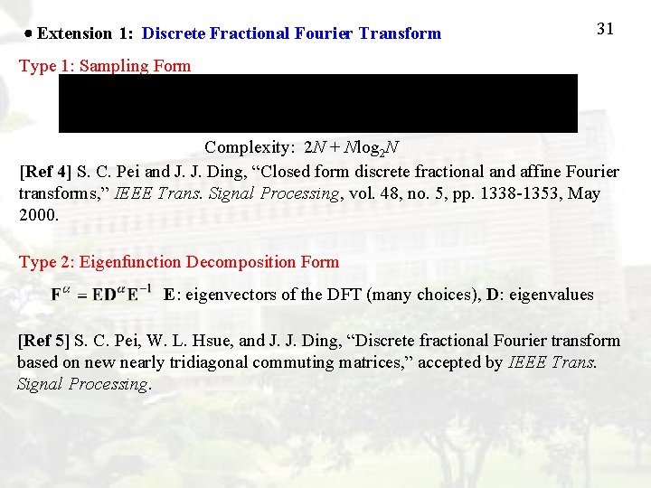  Extension 1: Discrete Fractional Fourier Transform 31 Type 1: Sampling Form Complexity: 2
